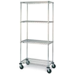 Metro SE-183680C-MU-4 18" x 36" x 80" Mobile Wire Shelving with 4 Super Erecta® Chrome Wire Shelves