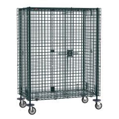 Metro SEC55EK3 Metroseal® Green Security Cart with Braking Casters, fits 24" x 48" Shelves