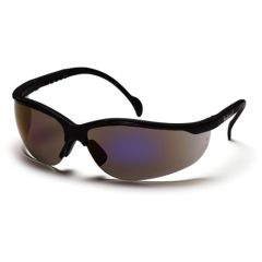 Pyramex SB1875S Venture II Wrap Around Safety Glasses, Black Frame & Blue Mirror Lens