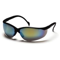 Pyramex SB1890S Venture II Wrap Around Safety Glasses, Black Frame & Gold Mirror Lens