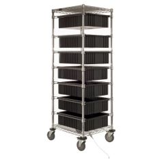 Bin Cart with 7 Rails, 24" x 21" x 69"