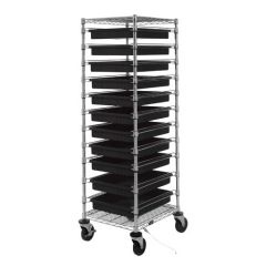 Bin Cart with 11 Rails, 24" x 21" x 69"