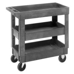 Quantum PC3518-33-3 Heavy-Duty Polypropylene Utility Cart with 3 Lipped Shelves, 34.25" x 17.5" x 32.5"