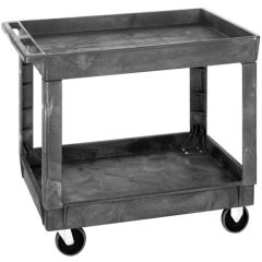 Quantum PC4026-33 Heavy-Duty Polypropylene Utility Cart with 2 Lipped Shelves, 40" x 26" x 32.5"