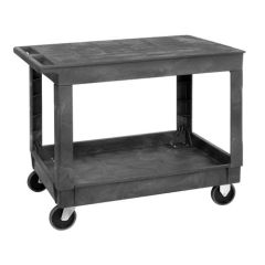 Quantum PFTC4026-33-2 Heavy-Duty Polypropylene Utility Cart with 1 Flat Shelf & 1 Lipped Shelf, 40" x 26" x 32.5"