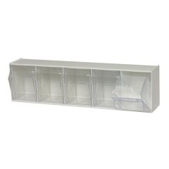 Quantum Tip Out Bins with (5) Clear Compartments, 23.63" x 5.25" x 6.5"