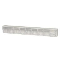 Quantum Tip Out Bins with (9) Clear Compartments, 23.63" x 2.5" x 3.13"