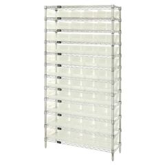 Wire Shelving System with 12 Shelves, 12" x 36" x 74"