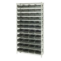 Wire Shelving System with 12 Shelves, 12" x 36" x 74"