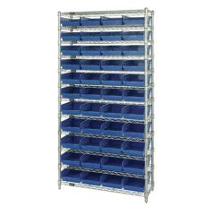 Wire Shelving System with 12 Shelves, 18" x 36" x 74"