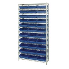 Wire Shelving System with 12 Shelves, 12" x 36" x 74"