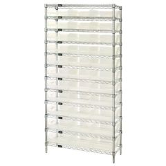 Wire Shelving System with 12 Shelves, 12" x 36" x 74"