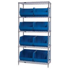 Wire Shelving System with 5 Shelves, 18" x 36" x 74"