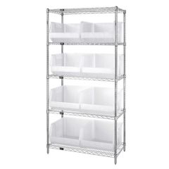 Wire Shelving System with 5 Shelves, 18" x 36" x 74"