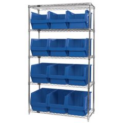 Wire Shelving System with 5 Shelves, 18" x 42" x 74"