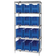 Wire Shelving System with 5 Shelves, 18" x 36" x 74"