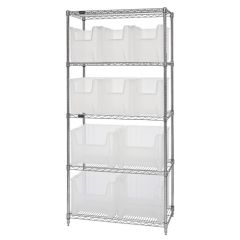 Wire Shelving System with 5 Shelves, 18" x 36" x 74"