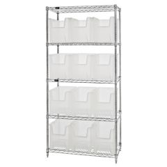 Wire Shelving System with 5 Shelves, 18" x 36" x 74"