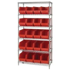 Wire Shelving System with 6 Shelves, 18" x 36" x 74"