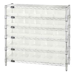 Wire Shelving System with 6 Shelves, 12" x 36" x 36"