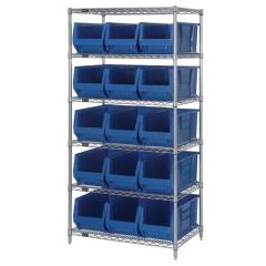 Wire Shelving System with 6 Shelves, 24" x 36" x 74"