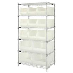 Quantum WR6-953954CL Wire Shelving System with 6 Shelves, 24" x 36" x 74"