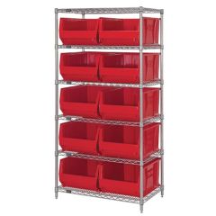 Wire Shelving System with 6 Shelves, 24" x 36" x 74"