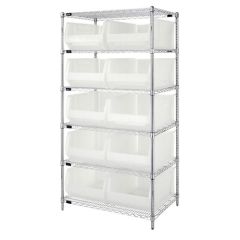 Wire Shelving System with 6 Shelves, 24" x 36" x 74"