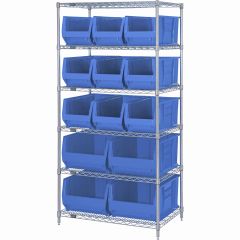 Wire Shelving System with 6 Shelves, 30" x 36" x 74"