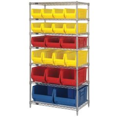 Wire Shelving System with 7 Shelves, 24" x 36" x 74"