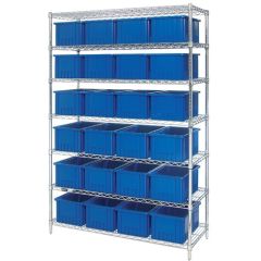 Wire Shelving System with 7 Shelves, 18" x 48" x 74"