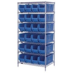 Wire Shelving System with 7 Shelves, 24" x 36" x 74"