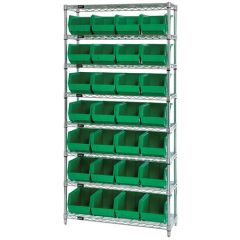 Wire Shelving System with 8 Shelves, 12" x 36" x 74"