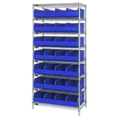 Wire Shelving System with 8 Shelves, 12" x 36" x 74"