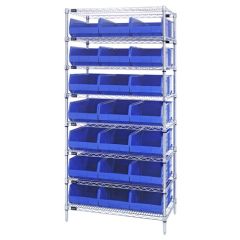 Wire Shelving System with 8 Shelves, 12" x 36" x 74"