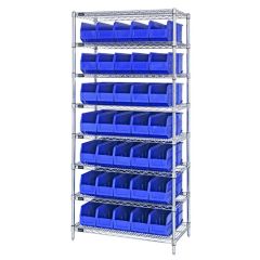 Wire Shelving System with 8 Shelves, 14" x 36" x 74"