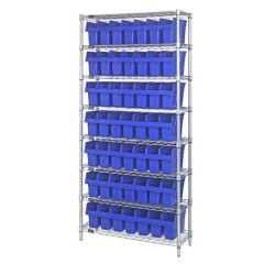 Wire Shelving System with 8 Shelves, 12" x 36" x 74"