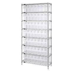 Wire Shelving System with 8 Shelves, 12" x 36" x 74"