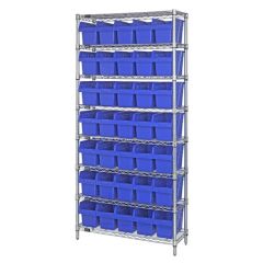 Wire Shelving System with 8 Shelves, 12" x 36" x 74"