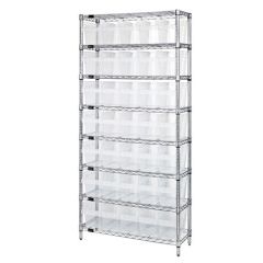 Wire Shelving System with 8 Shelves, 12" x 36" x 74"