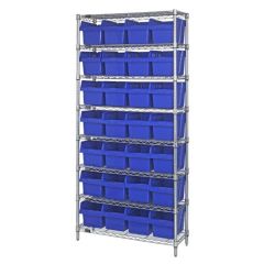 Wire Shelving System with 8 Shelves, 12" x 36" x 74"