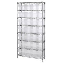 Wire Shelving System with 8 Shelves, 12" x 36" x 74"