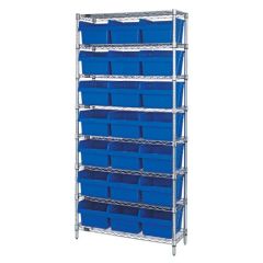 Wire Shelving System with 8 Shelves, 12" x 36" x 74"