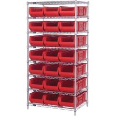 Wire Shelving System with 8 Shelves, 24" x 36" x 74"