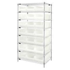 Wire Shelving System with 8 Shelves, 24" x 36" x 74"