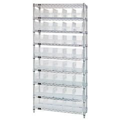 Wire Shelving System with 9 Shelves, 12" x 36" x 74"