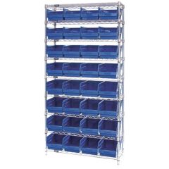 Wire Shelving System with 8 Shelves, 12" x 36" x 74"