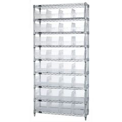 Wire Shelving System with 9 Shelves, 18" x 36" x 74"