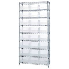 Wire Shelving System with 9 Shelves, 12" x 36" x 74"