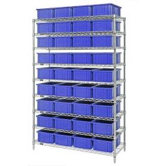 Wire Shelving System with 9 Shelves, 18" x 48" x 74"